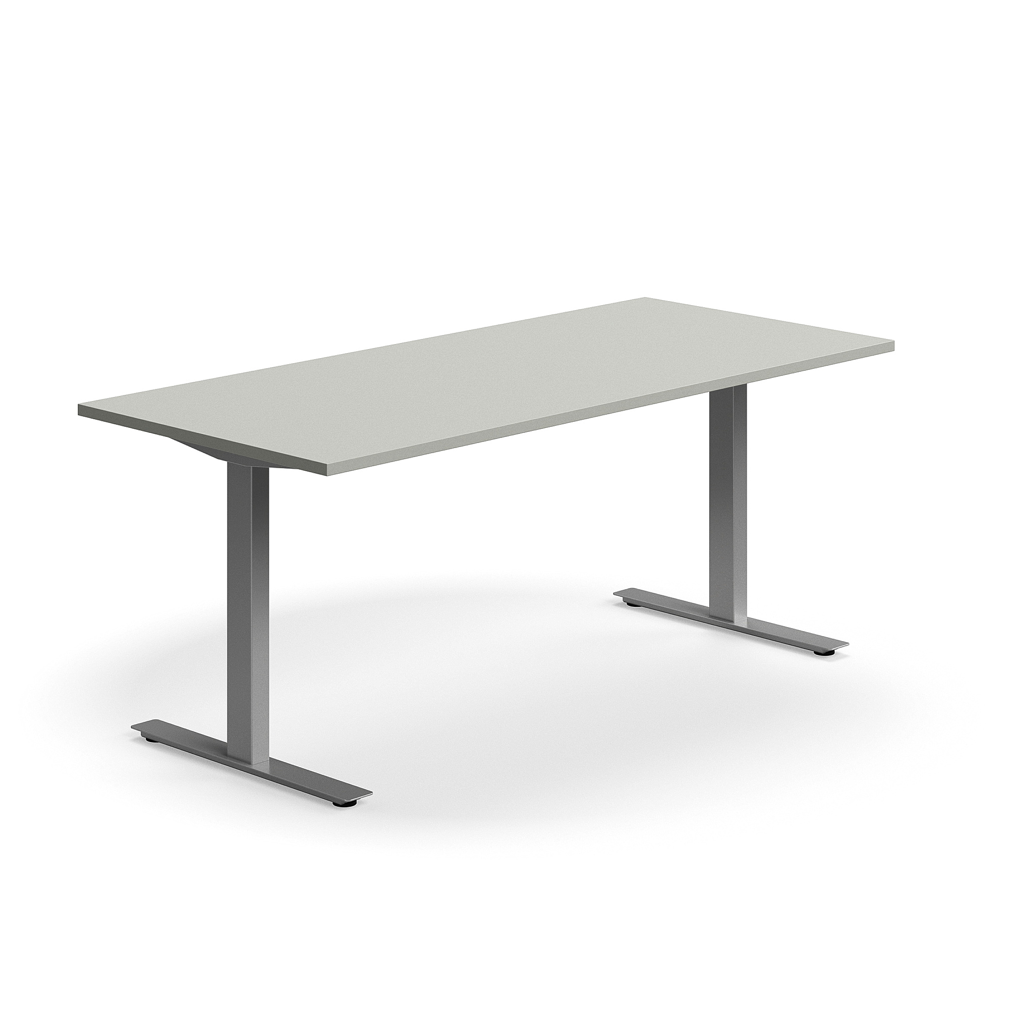 Psací stůl QBUS, T-nohy, 1800x800 mm, stříbrná podnož, světle šedá