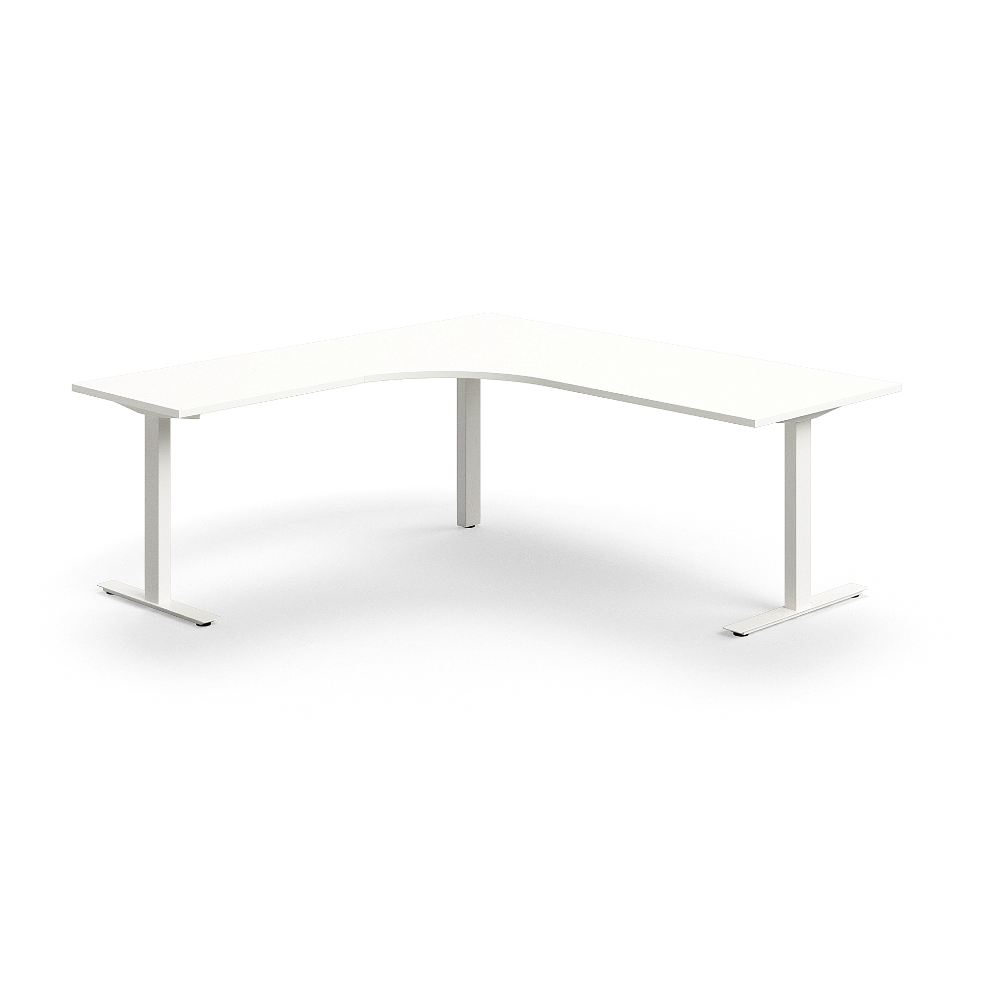 Levně Rohový psací stůl QBUS, T-nohy, 2000x2000 mm, bílá podnož, bílá
