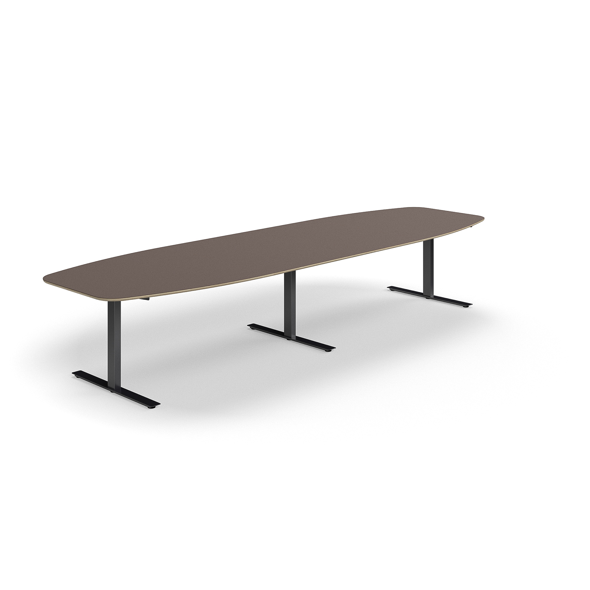 E-shop Rokovací stôl AUDREY, 4000x1200 mm, čierny rám, šedohnedá