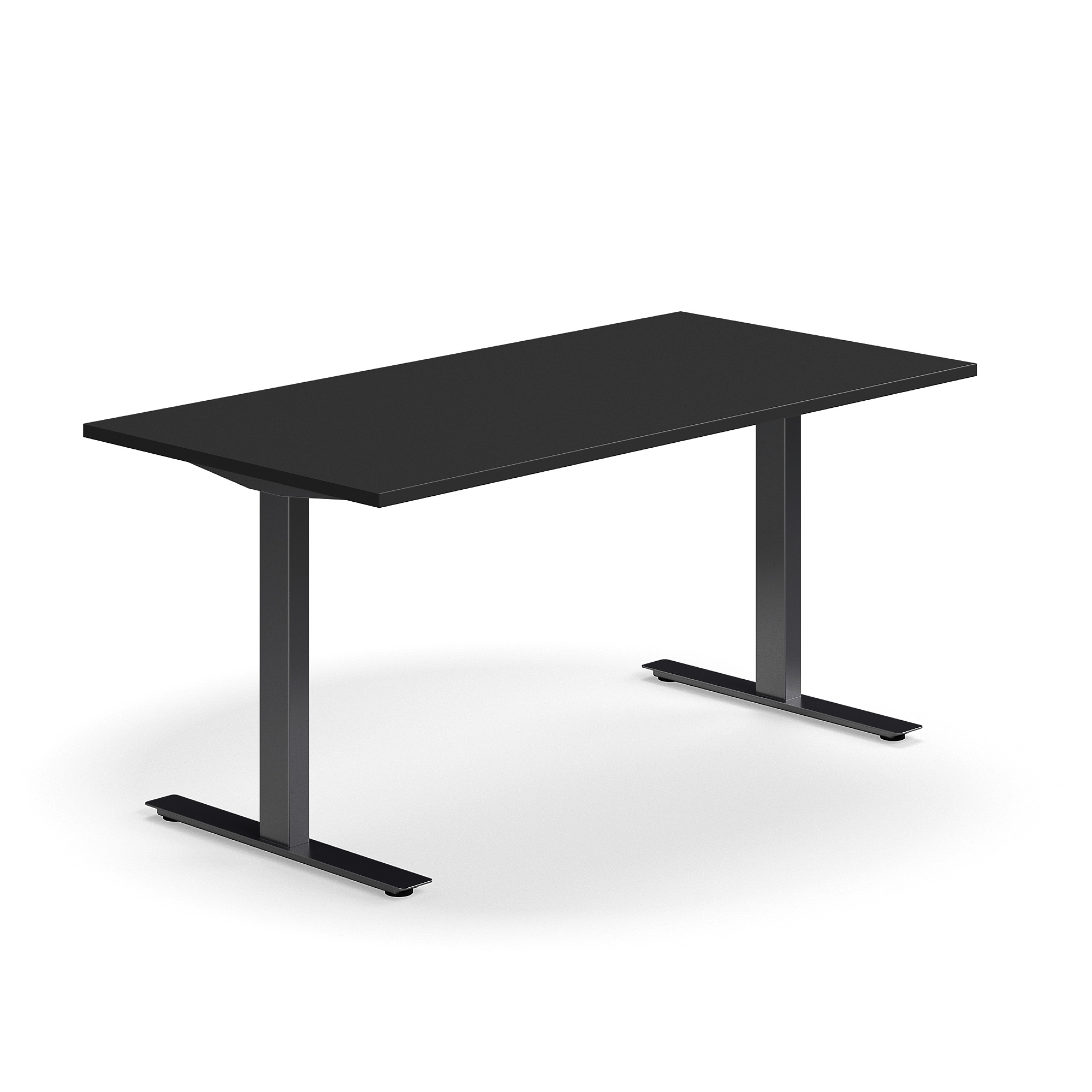 Levně Psací stůl QBUS, T-nohy, 1600x800 mm, černá podnož, černá