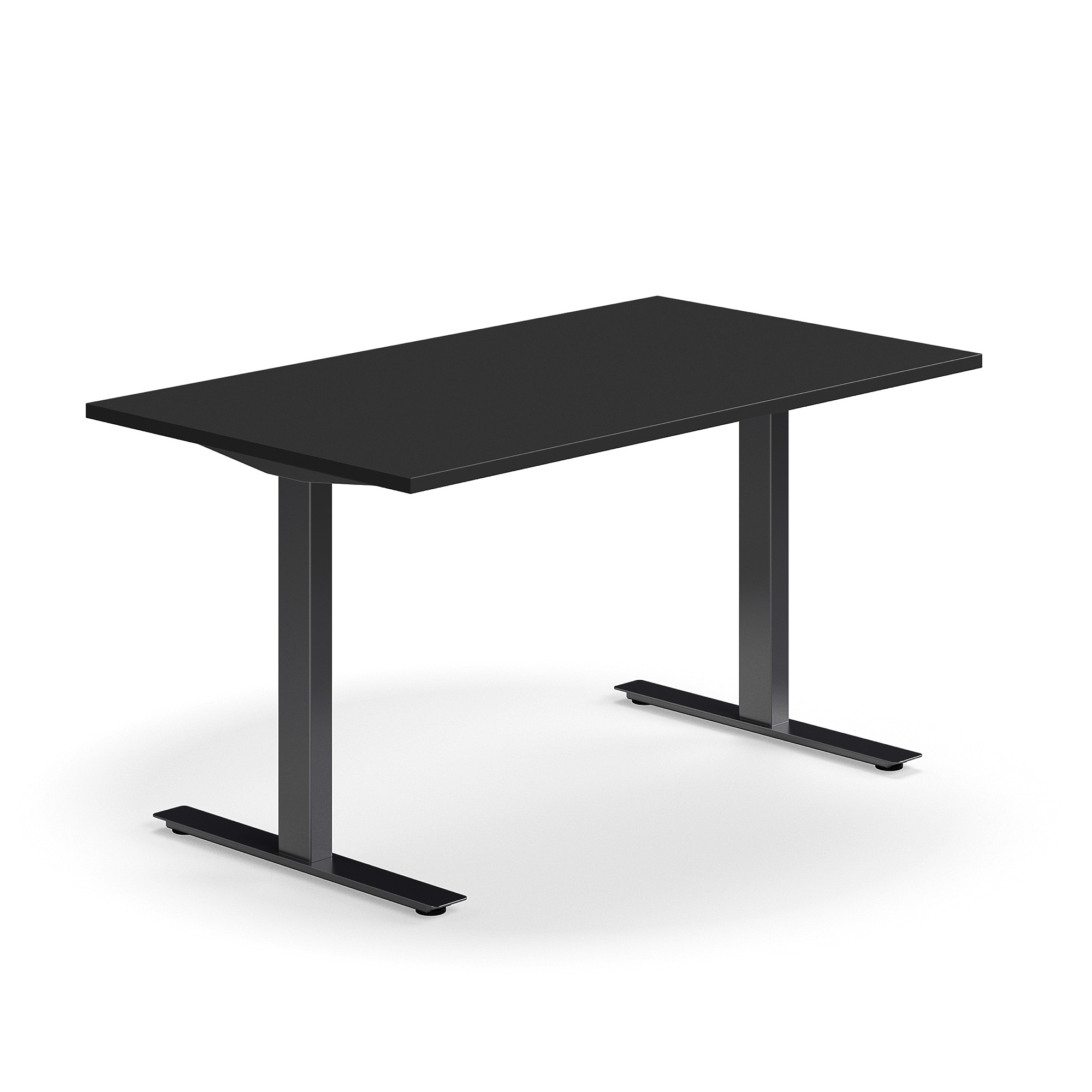 Levně Psací stůl QBUS, T-nohy, 1400x800 mm, černá podnož, černá