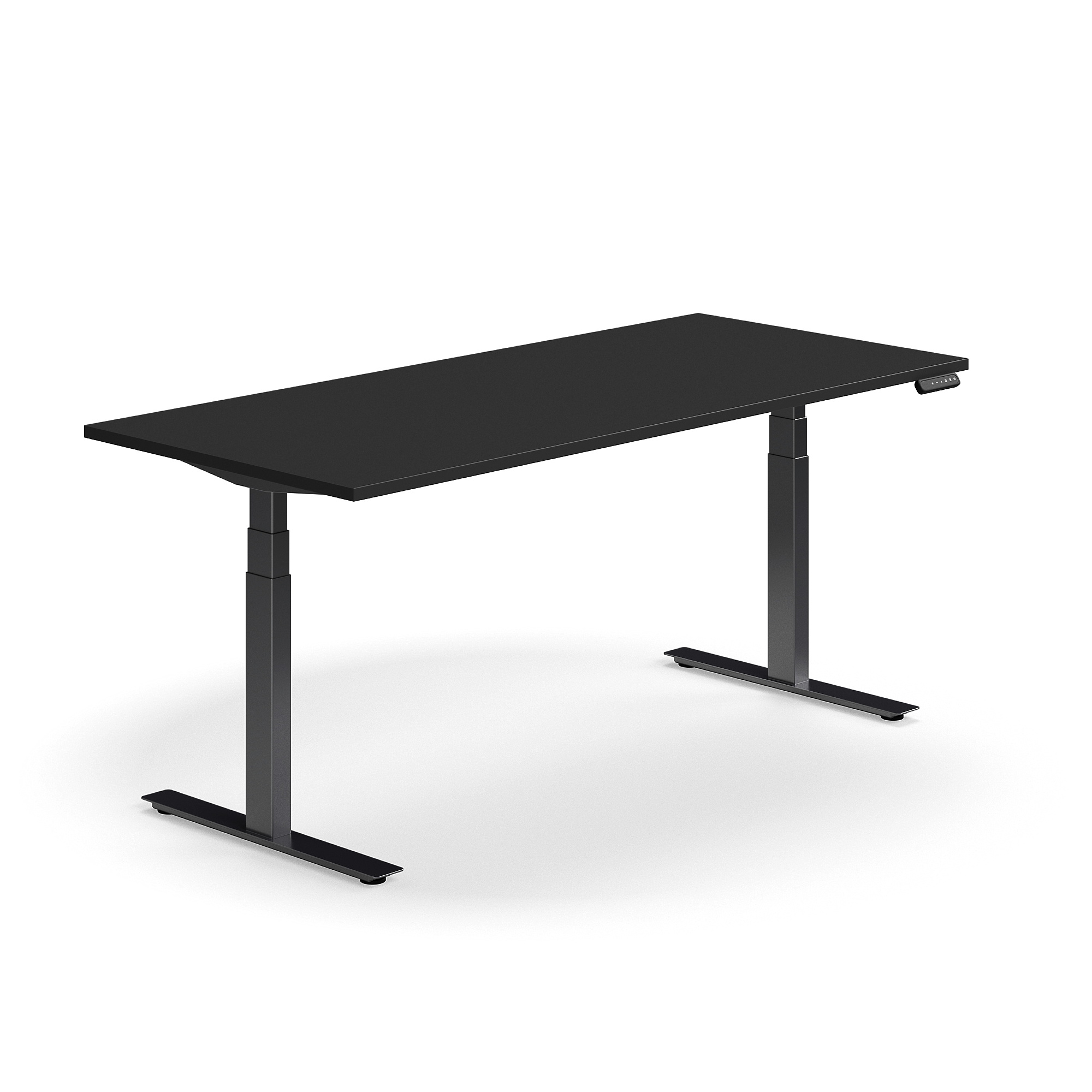 Výškově nastavitelný stůl QBUS, 1800x800 mm, černá podnož, černá