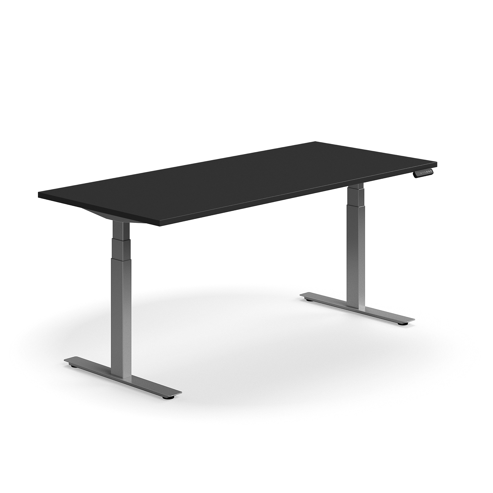 Výškově nastavitelný stůl QBUS, 1800x800 mm, stříbrná podnož, černá
