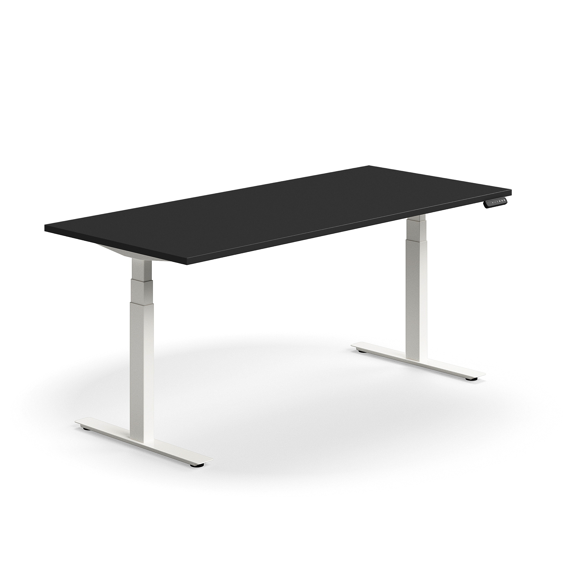Levně Výškově nastavitelný stůl QBUS, 1800x800 mm, bílá podnož, černá