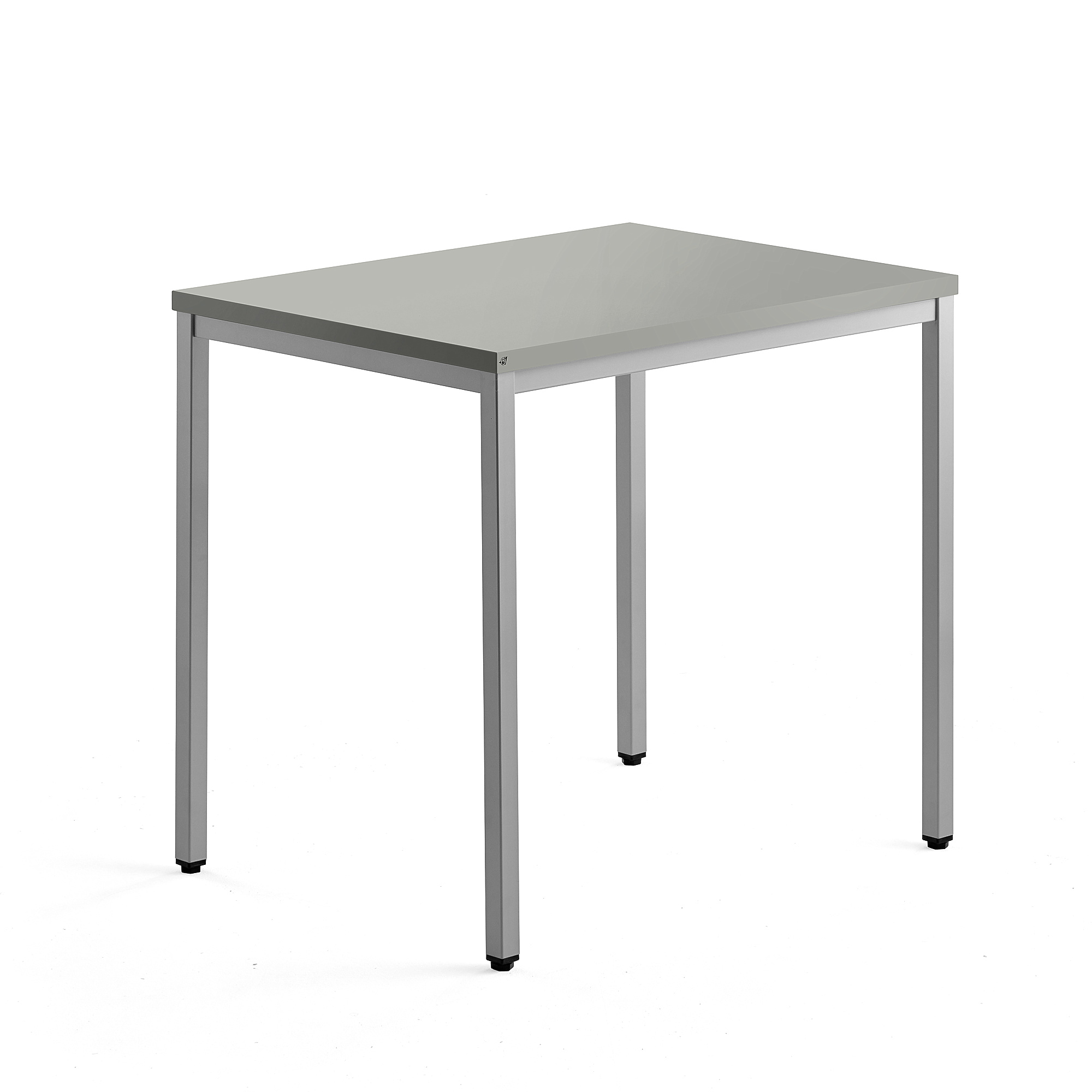 Přídavný stůl QBUS, 4 nohy, 800x600 mm, stříbrný rám, světle šedá