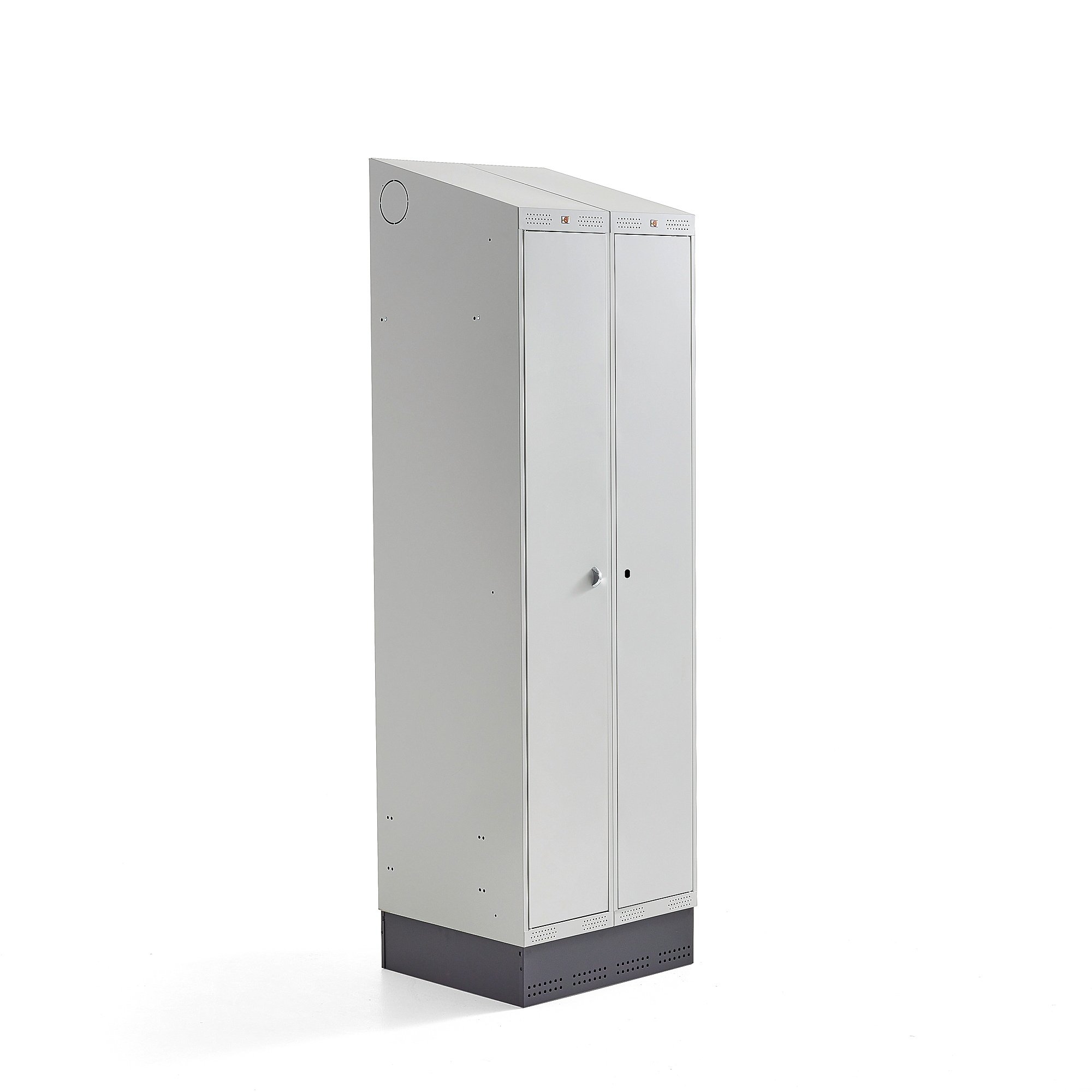 Šatní skříňka CLASSIC COMBO, 1 sekce, 2 boxy, 2050x600x550 mm, sokl, šedé dveře