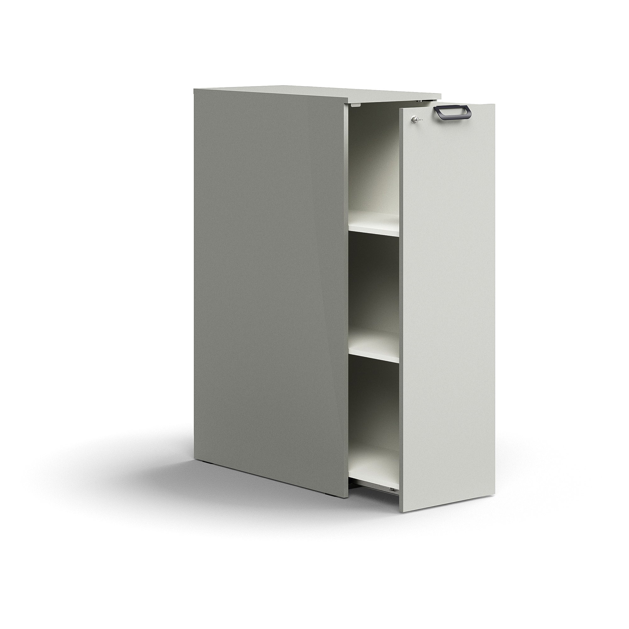 Výsuvná skříňka QBUS, pravá, s úchytkou, 1250x400x800 mm, světle šedá