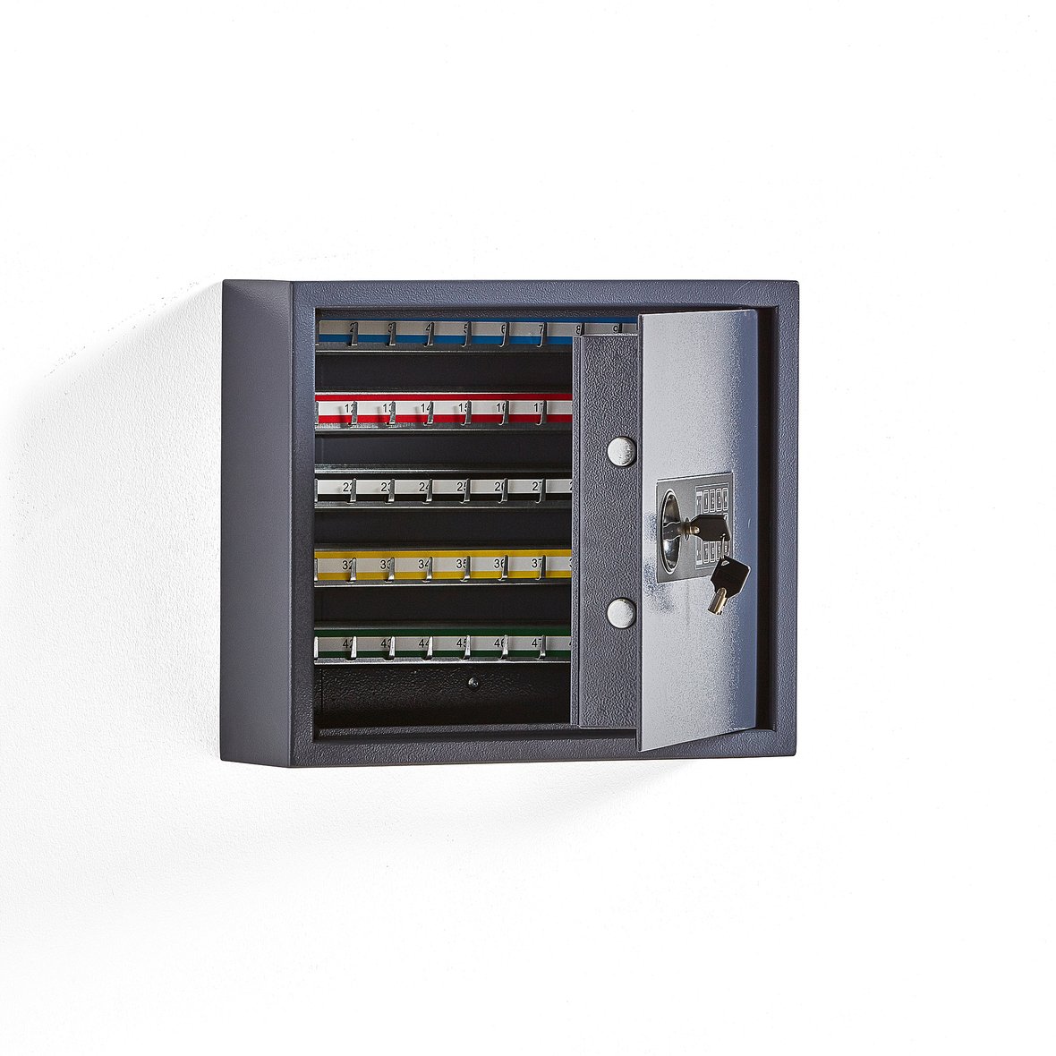 Heavyduty key cupboard BARKER, 50 hooks, 340x400x120 mm AJ Products