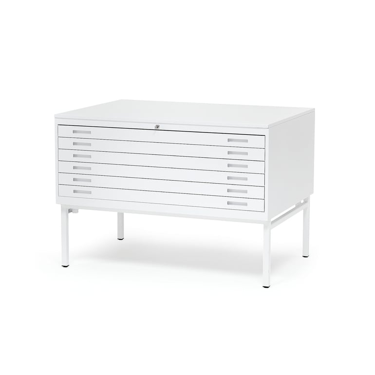 Complete metal drawing cabinet SKETCH, single, A0, white top | AJ Products