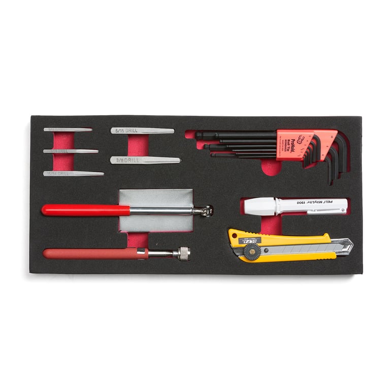 Tool set inc. knife, mirror and magnet, 18-piece
