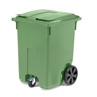 Avfallsbeholder CLASSIC, med framhjul, 370 l, grønn