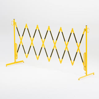 Accordion safety barrier, no wheels, black, yellow