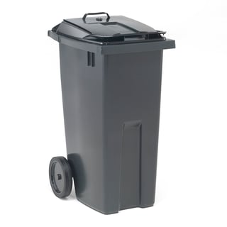 Avfallsbehållare EDWARD, lock i lock, 190 liter, grå svart