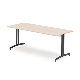 Stół do stołówki SANNA, 1800x800x720 mm, laminat, brzoza, czarny