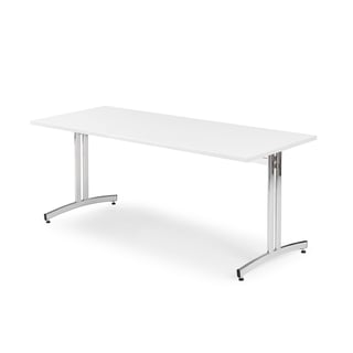 Stół do stołówki SANNA, 1800x800x720 mm, laminat, biały, chrom