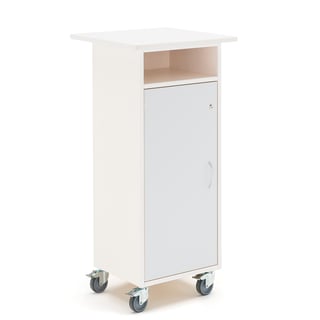 Compact lectern, with wheels, white