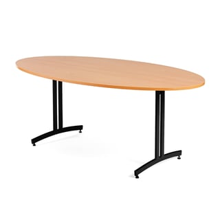 Ovalus stalas SANNA, buko laminatas, juoda, 1800 x 1000 mm
