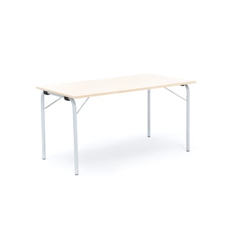 Folding table NICKE, 1400x700x720 mm, alu grey, birch laminate