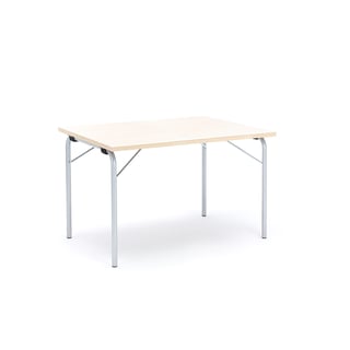 Sammenleggbart bord NICKE, L1200 B800 H720 mm, galvanisert/bjørk laminat