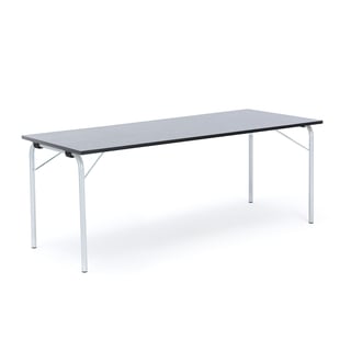 Sammenleggbart bord NICKE, L1800 B700 H720 mm, sølv/mørk grå linoleum