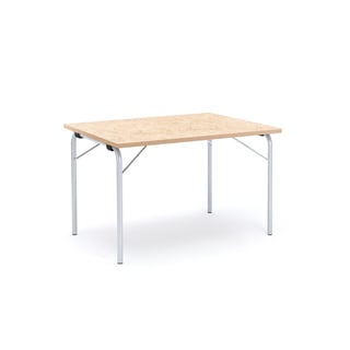 Folding table NICKE, 1200x800x720 mm, alu grey, beige linoleum