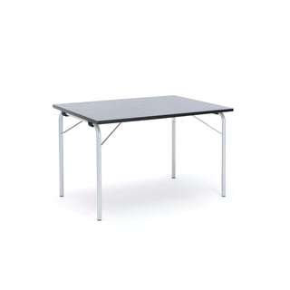 Folding table NICKE, 1200x800x720 mm, alu grey, dark grey linoleum
