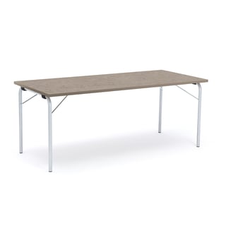 Sammenleggbart bord NICKE, L1800 B800 H720 mm, sølv/lys grå linoleum