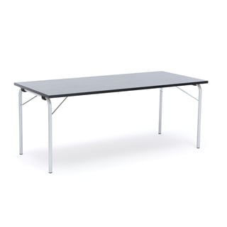 Stół składany NICKE, 1800x800x720 mm, linoleum ciemnoszary, galwanizowany