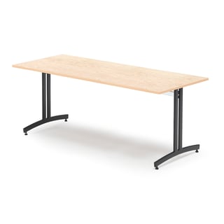 Canteen table, 1800x800x720 mm, beige linoleum, black