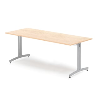 Canteen table, 1800x800x720 mm, beige linoleum, alu grey