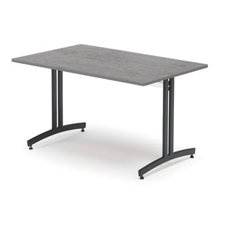 Lunchrumsbord, 1200x700 mm, mörkgrå linoleum, svart