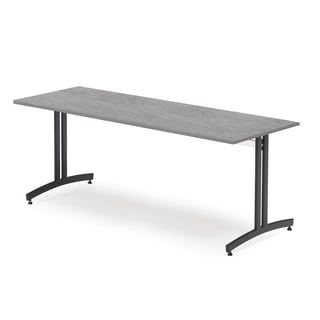 Canteen table, 1800x700x720 mm, dark grey linoleum, black