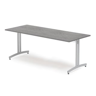 Lunchrumsbord, 1800x700 mm, mörkgrå linoleum, grå