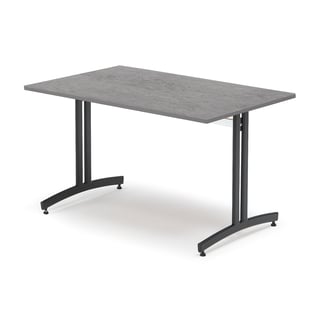 Kantinebord, 1200x800 mm, mørkegrå linoleum, svart