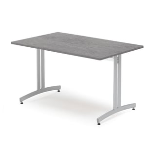 Canteen table, 1200x800x720 mm, dark grey linoleum, alu grey