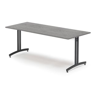 Lunchrumsbord, 1800x800 mm, mörkgrå linoleum, svart