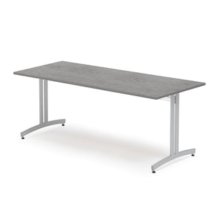 Bord, 1800x800 mm, mørkegrå linoleum, sølvgrå