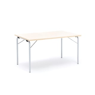 Sammenleggbart bord NICKE, L1400 B800 H720 mm, sølv/bjørk laminat