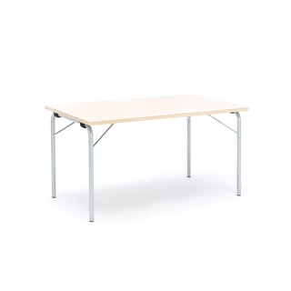Folding table NICKE, 1400x800x720 mm, alu grey, birch laminate