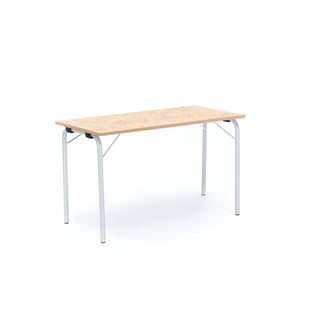 Folding table NICKE, 1200x500x720 mm, alu grey, beige linoleum