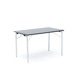 Folding table NICKE, 1200x700x720 mm, alu grey, dark grey linoleum