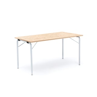Sammenleggbart bord NICKE, L1400 B700 H720 mm, sølv/beige linoleum