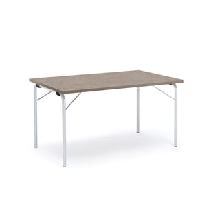 Folding table NICKE, 1400x800x720 mm, alu grey, light grey linoleum
