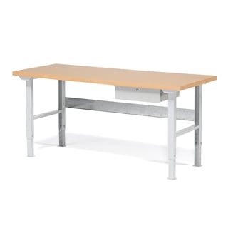 Package: height adjustable workbench ROBUST with drawer, 2000x800 mm