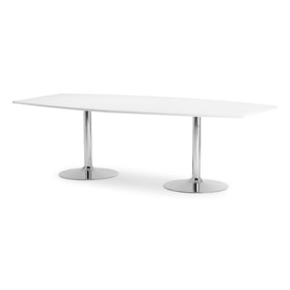 Jednací stůl FLEXUS, 2400x1200 mm, bílá, chrom