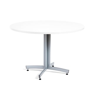 Hringlaga mötuneytis- eða kaffistofuborð, Ø1100 mm, hvítt/grátt