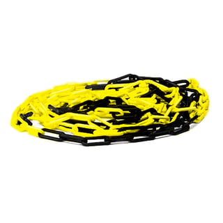 Plastic chain, 8 mm links, L 24 m, yellow-black