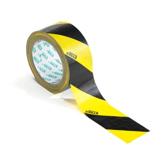 Hazard warning floor tape, 50 mm x 33 m, yellow-black