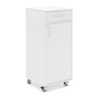 Mobile lectern with drawer and large cupboard, 460x450x1045 mm, white
