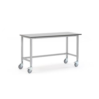 Pojízdný dílenský stůl MOTION, 1500x600 mm, šedá deska HPL